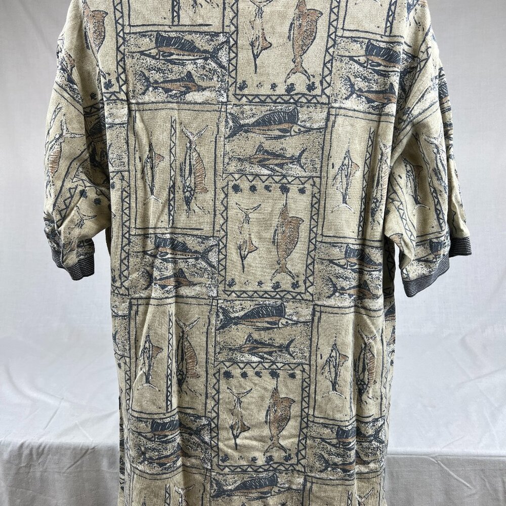 Kahala Shirt Men’s XL Khaki Premium Golf Polo Fish Marlin